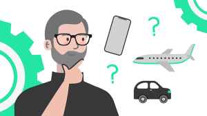 Steve Jobs cartoon considering industries like phones, airplanes, or cars