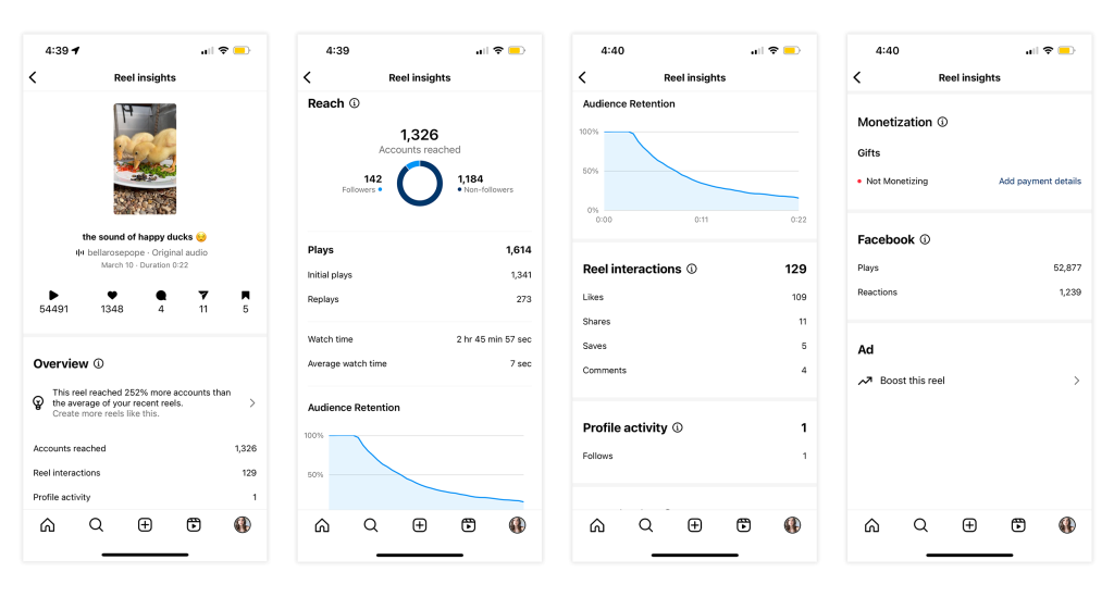 instagram reel metrics in the app