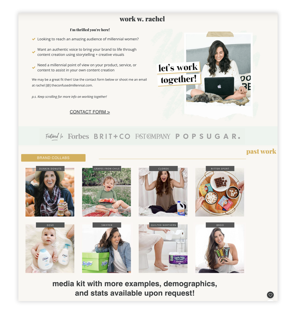make a blogger media kit example