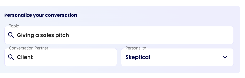 screenshot of Yoodli practice conversation