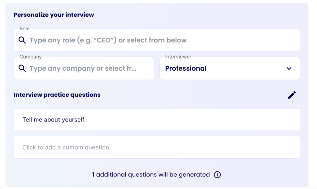 screenshot of Yoodli practice interview